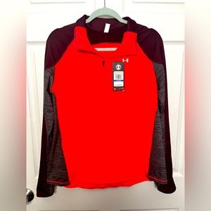 Women's ColdGear 1/2 Zip UNDER ARMOR JACKET Black Gray Coral X-Large